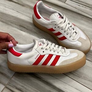 Adidas Samba White and Red Shoes